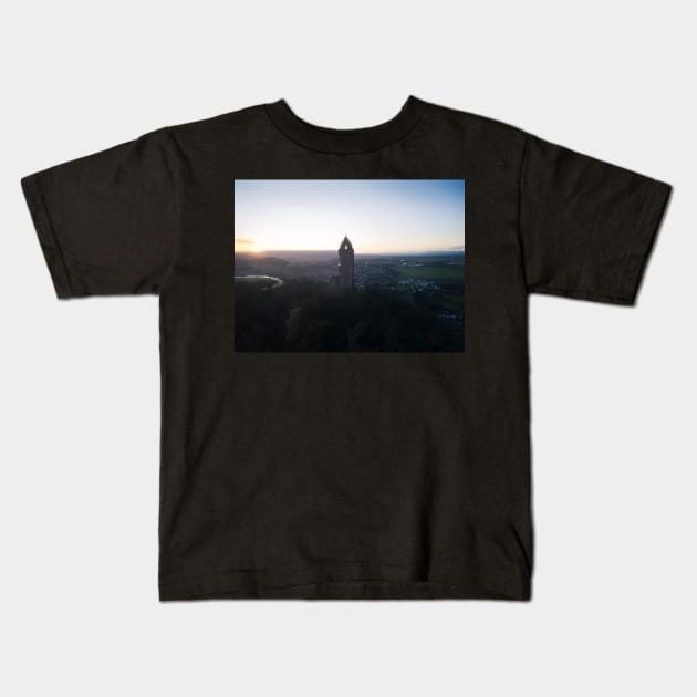 Stirling Wallace Monument from the air Kids T-Shirt by TMcG72